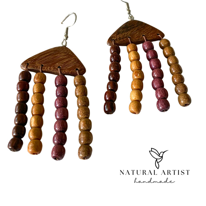 Large Wood Statement Dangle Earrings