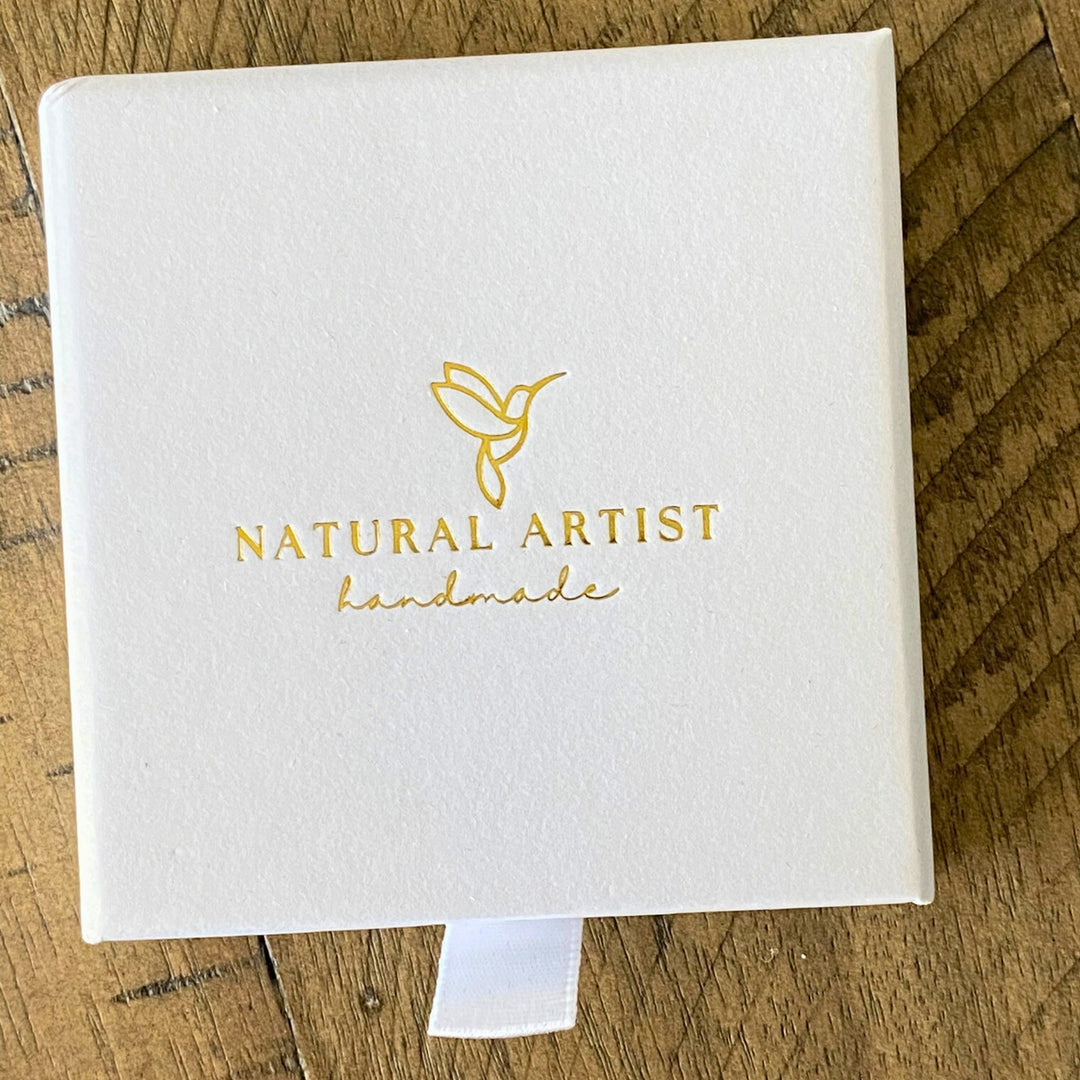 dainty gold drop earrings in gift box  Natural Artist