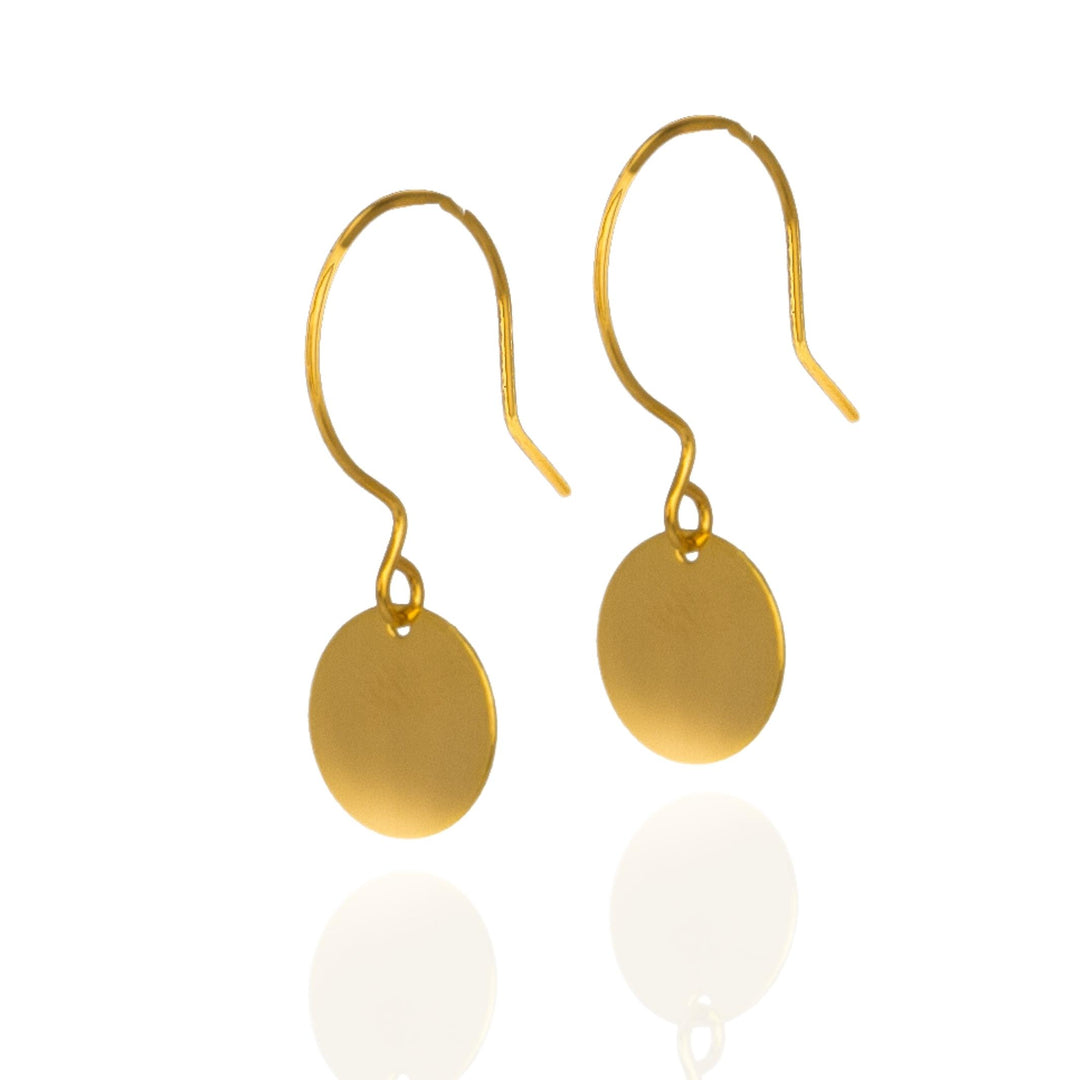 Gold Circle Drop Earrings - Small Gold Coin Earrings