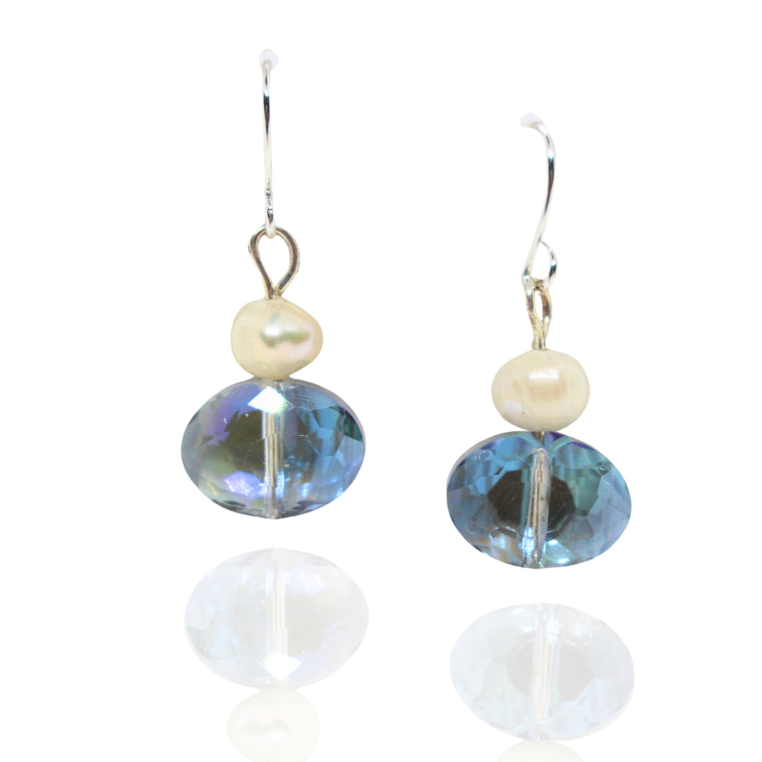 DIY Earring Making Kit Real Pearls and Blue Crystal Earrings