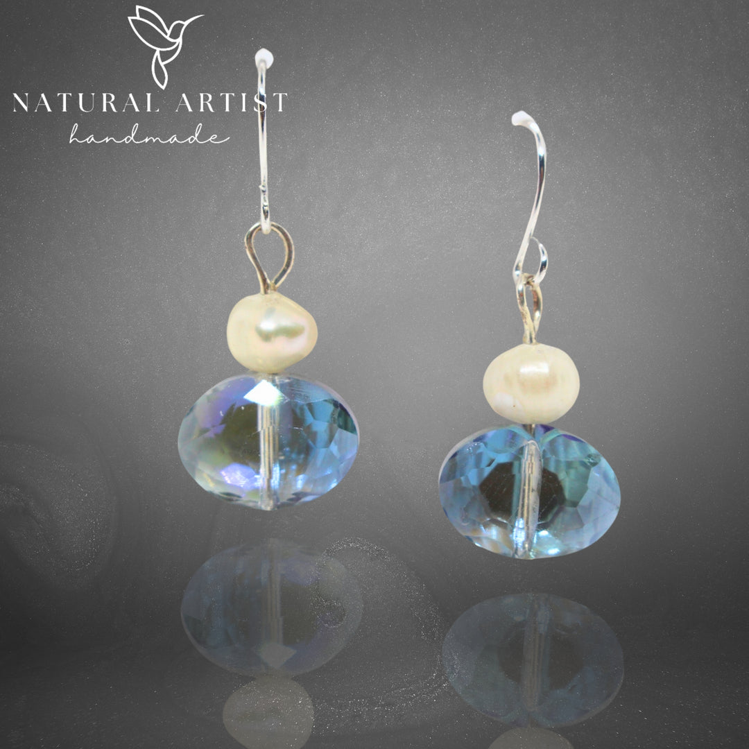 DIY Earring Making Kit Real Pearls and Blue Crystal Earrings