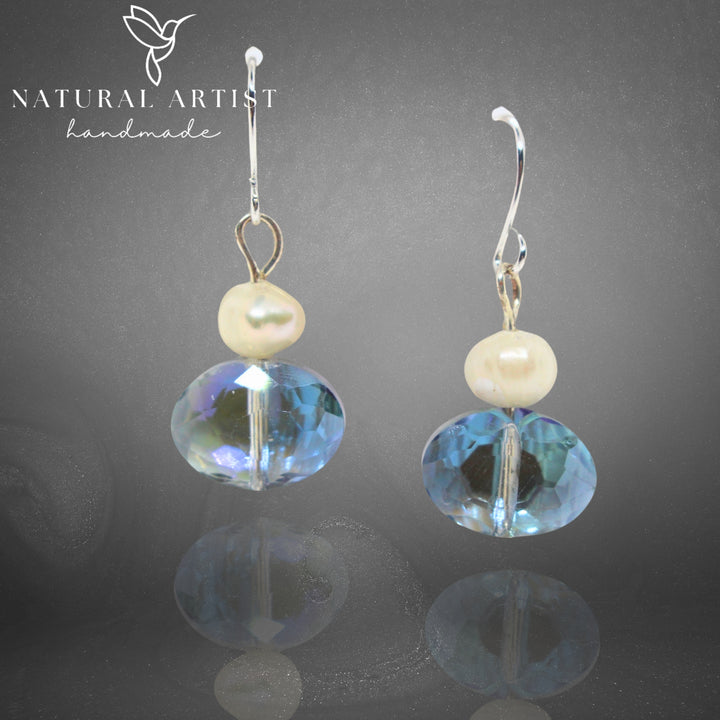 DIY Earring Making Kit Real Pearls and Blue Crystal Earrings