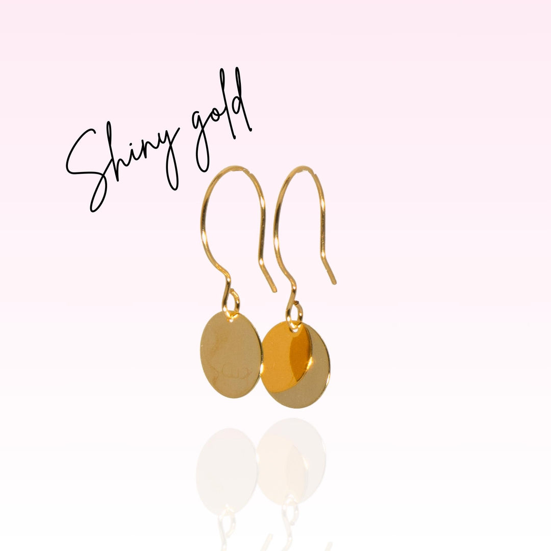 Gold Circle Drop Earrings - Small Gold Coin Earrings