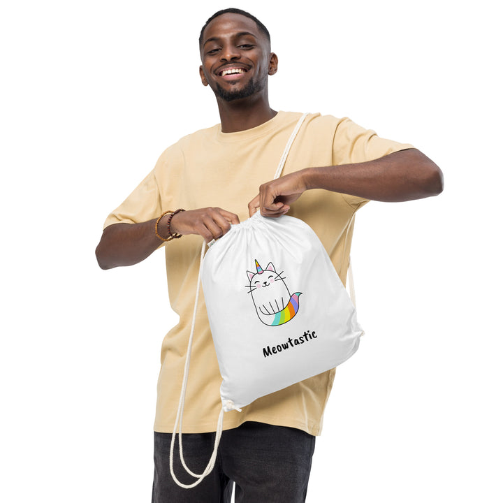 Meowtastic Organic Cotton Drawstring Bag