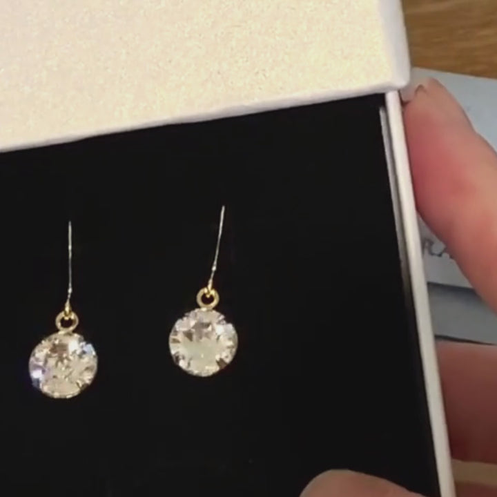 lux earrings sampler video of Swarovski crystal earrings in gift box