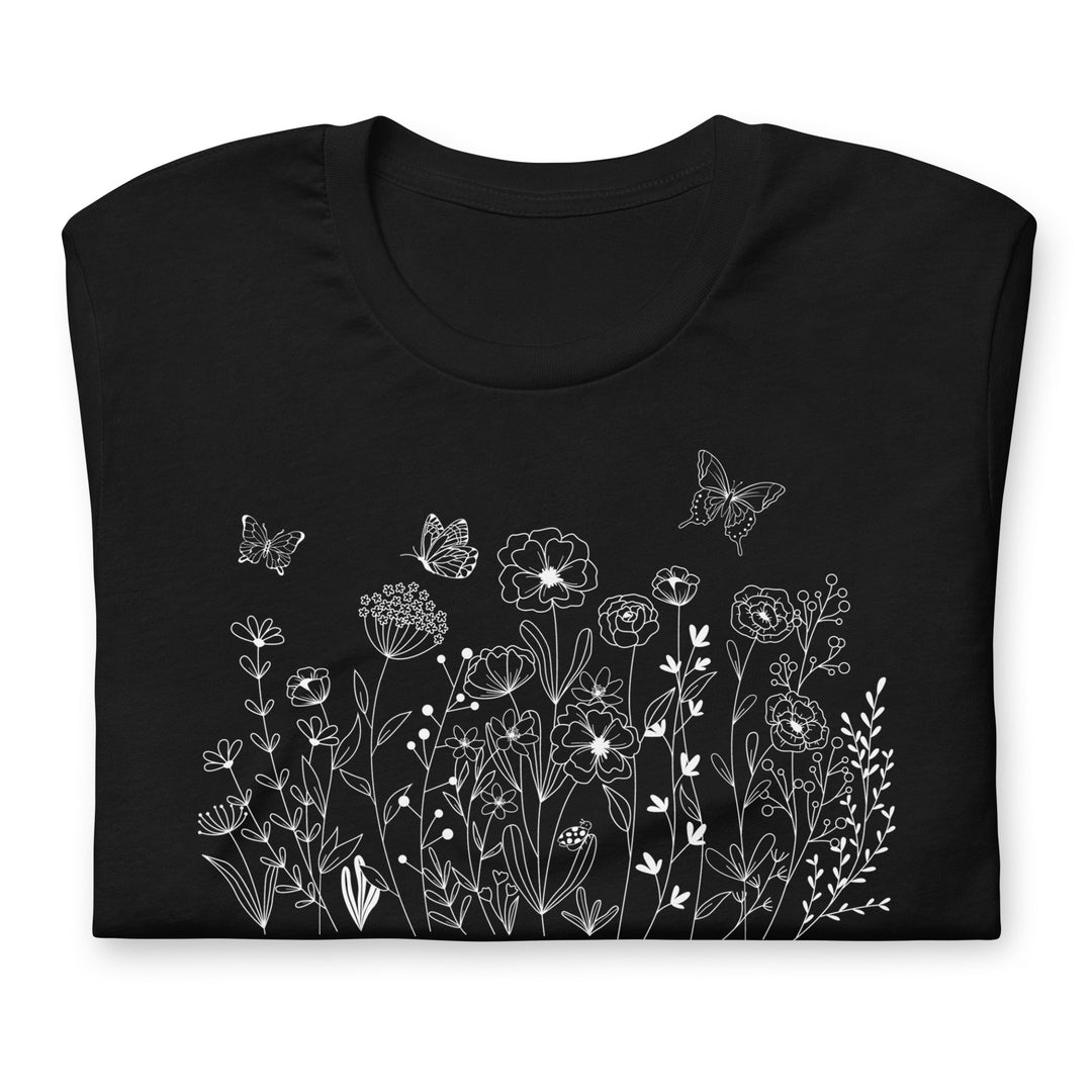 Flowers and Butterflies Shirt Women's T-Shirt Graphic Tee Short Sleeve