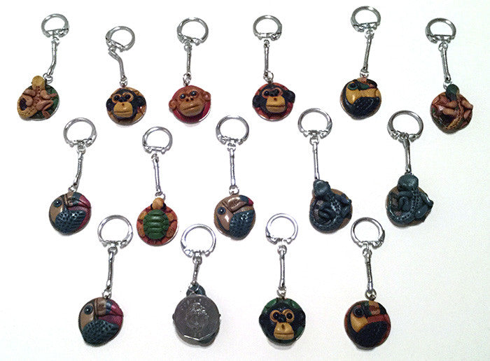 Wholesale Tropical Animal Sculpted Resin Coin Keychains