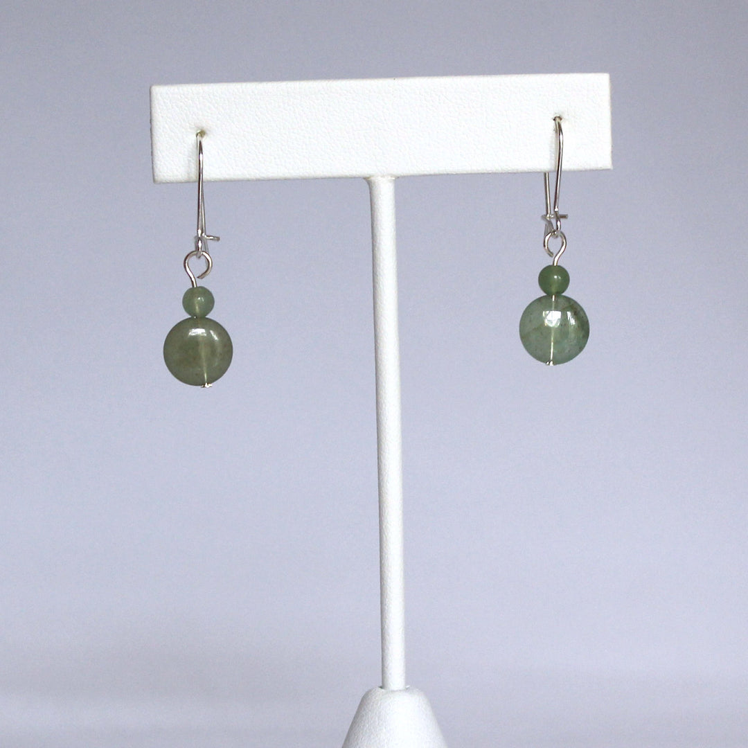 Aventurine stone earrings, drop earring style