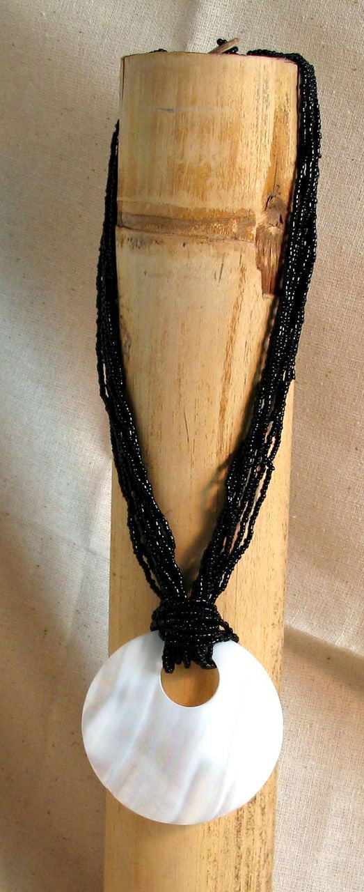 Black Beaded Shell Necklace