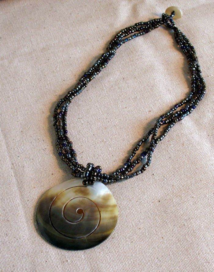 Beaded Spiral Shell Necklace