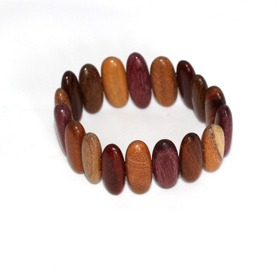 wood bracelet with assorted  woods natural and silky smooth, costa rica jewelry 