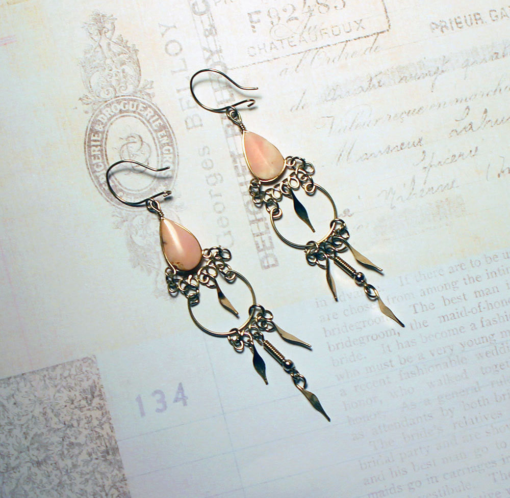 Rose Quartz Alpaca Silver Earrings