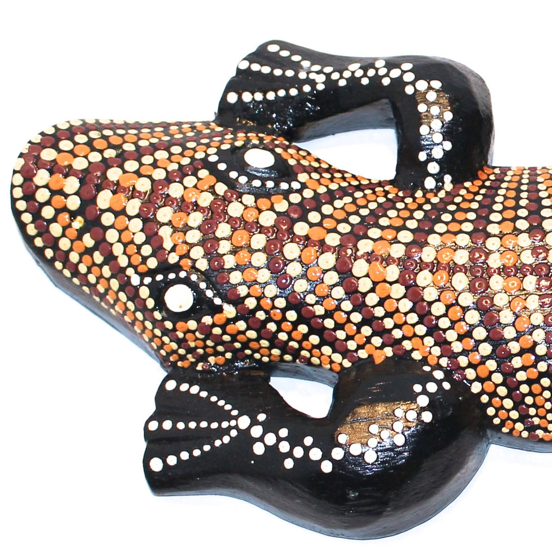 Bali Painted Wood Lizard - Dots