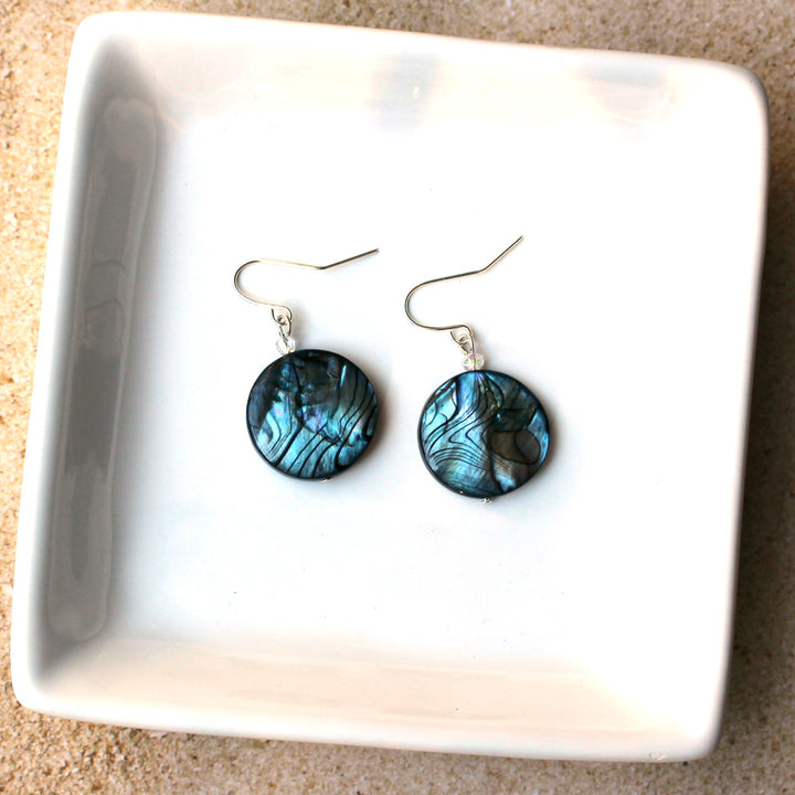 shell earrings, blue earrings made with natural shell