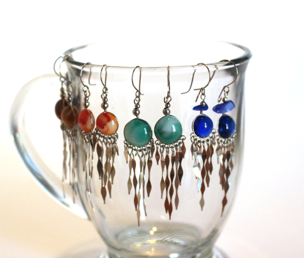 Wholesale Alpaca Silver Murano Glass Dangle Earrings