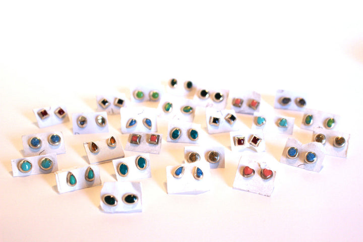 Wholesale Sterling Silver Assorted Stone Stud Earrings