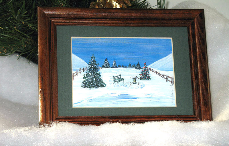 Winter Miniature Print - Birds by the Pond