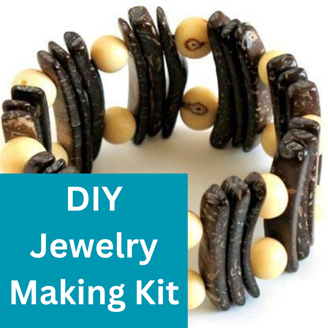 DIY jewelry making kit for adults beaded bracelet making kit coconut and azaid seed stretch bracelet