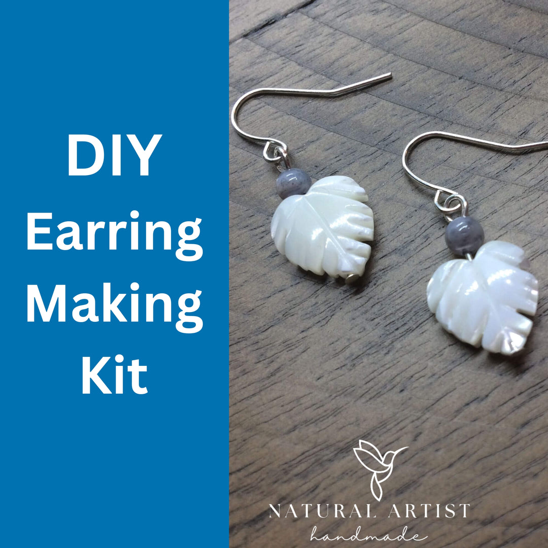 DIY Earring Making Kit Palm Leaf Mother of Pearl Earrings