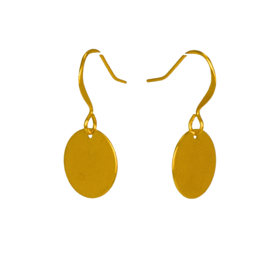 Gold Circle Drop Earrings - Small Gold Coin Earrings