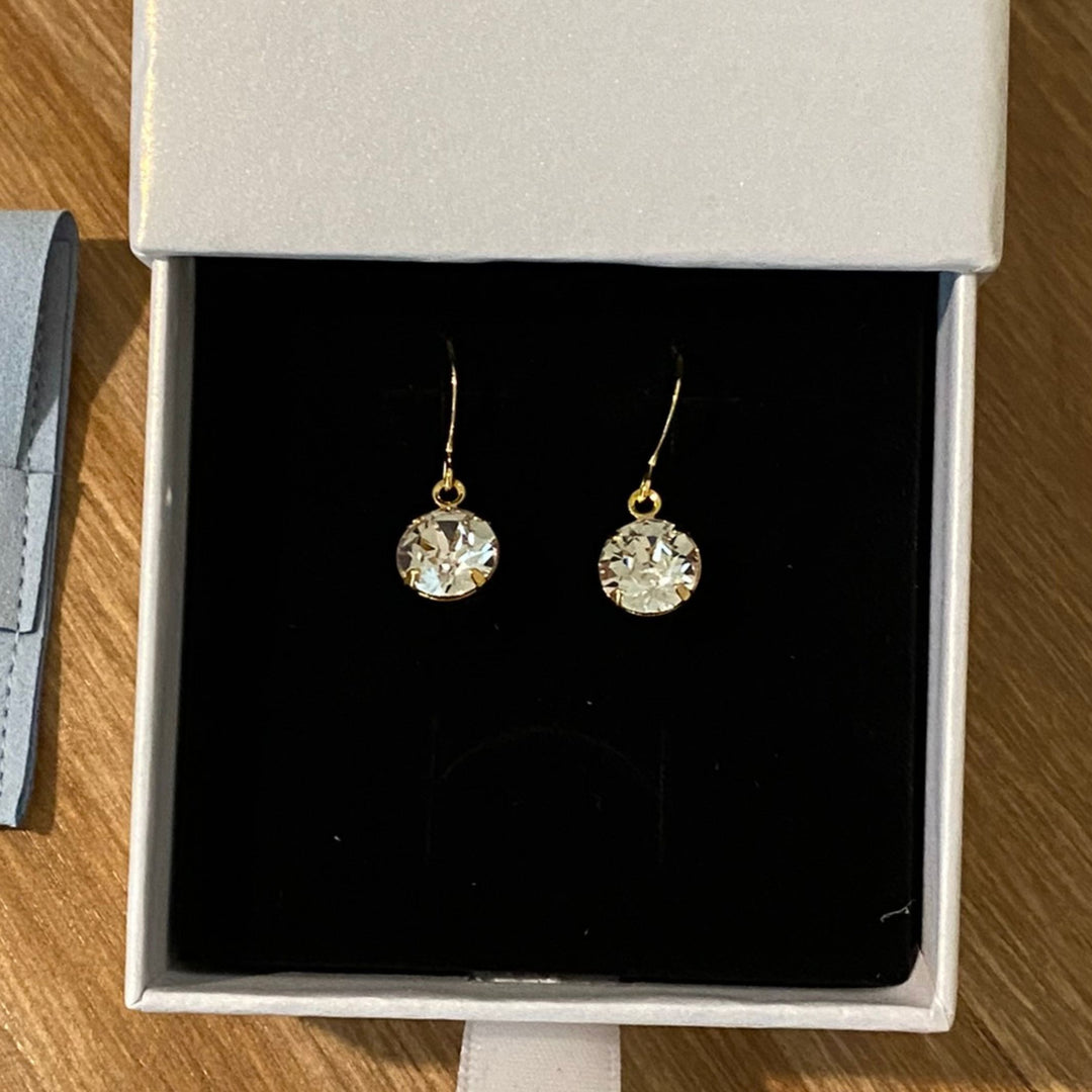 crystal earrings made with Swarovski crystals - close up in gift box