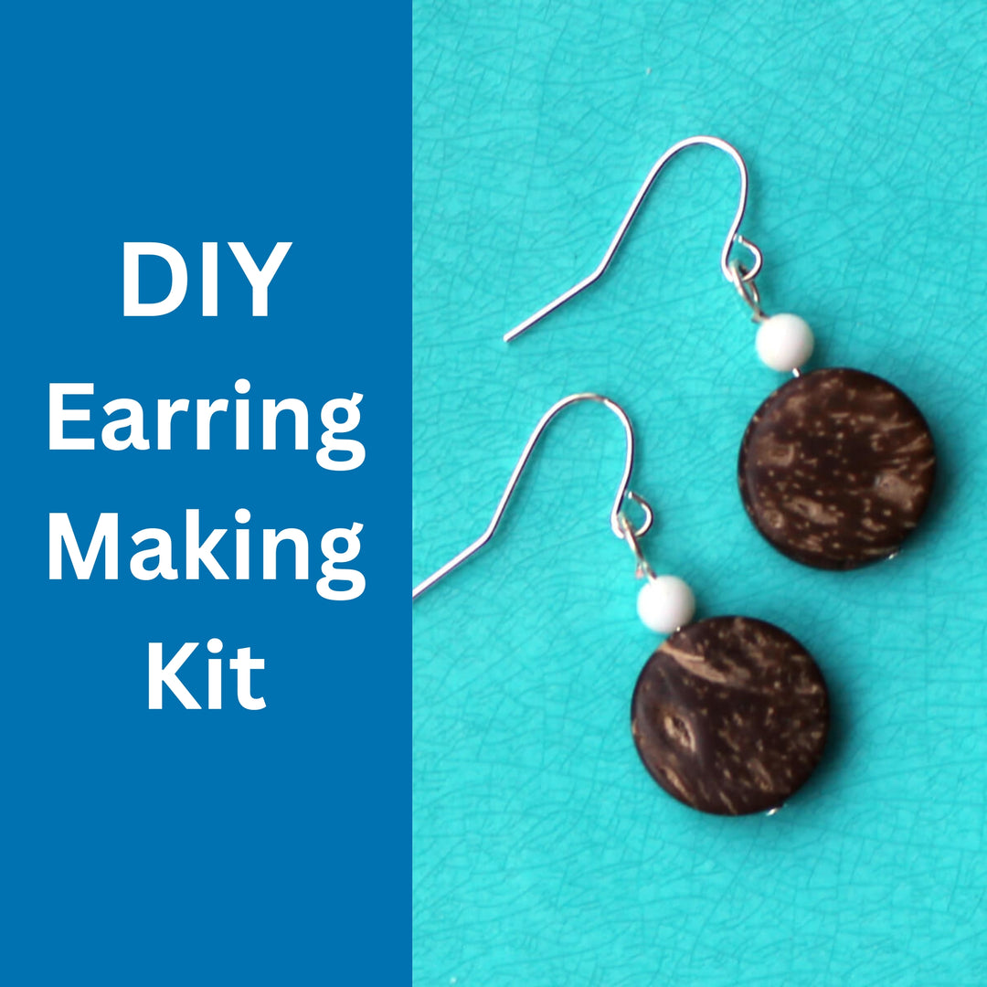 DIY Earring Making Kit Coconut Shell and Mother of Pearl Earrings