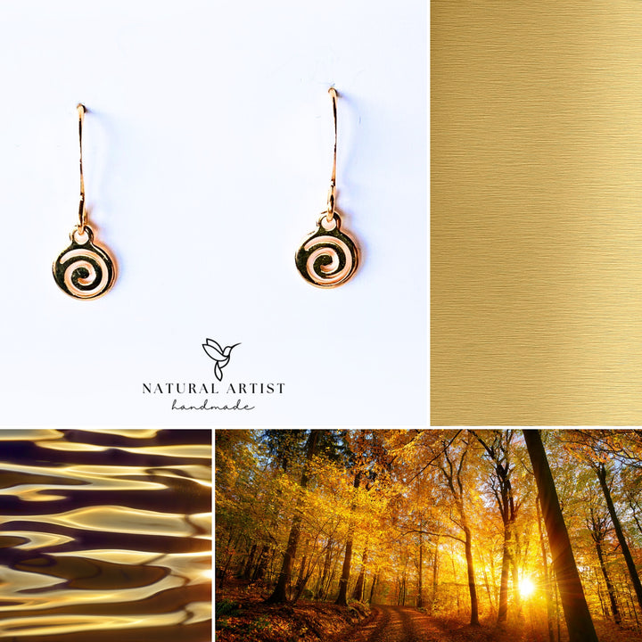dainty earrings gold swirl earrings handmade jewelry natural artist
