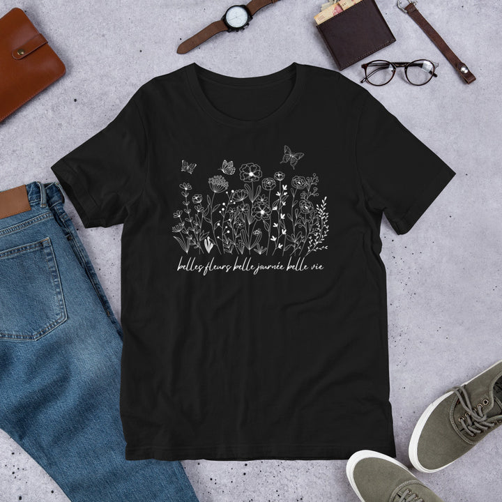 Flowers and Butterflies Shirt Women's T-Shirt Graphic Tee Short Sleeve