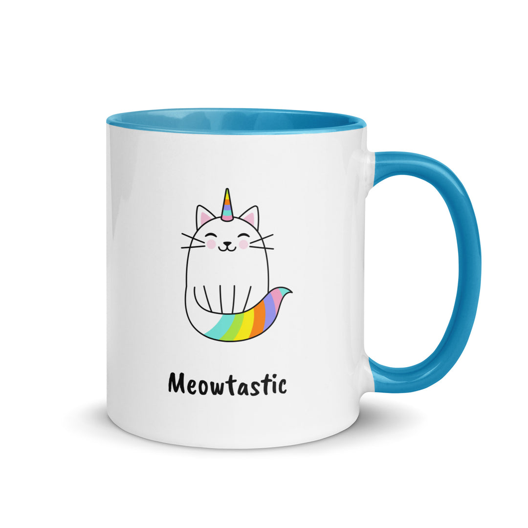 cat unicorn mug meowtastic with blue inside
