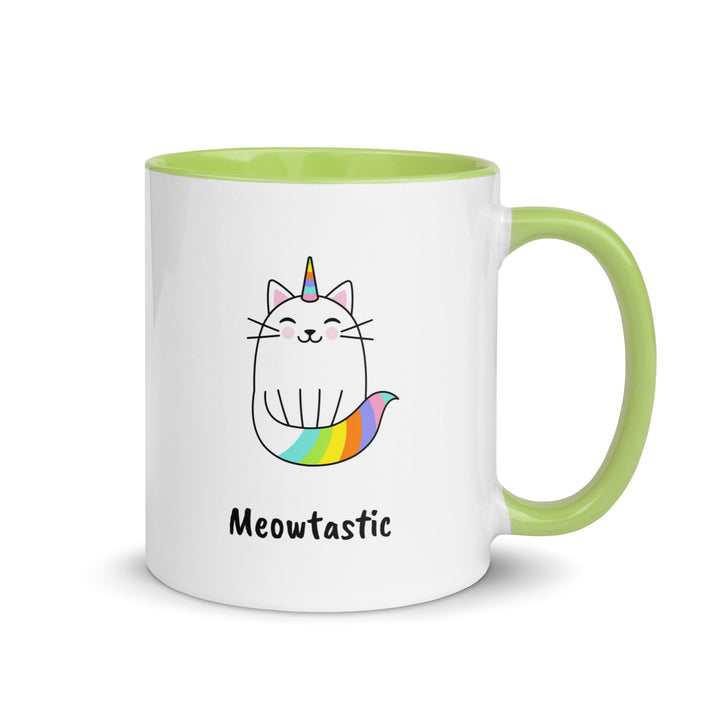 cat unicorn mug meowtastic with green inside