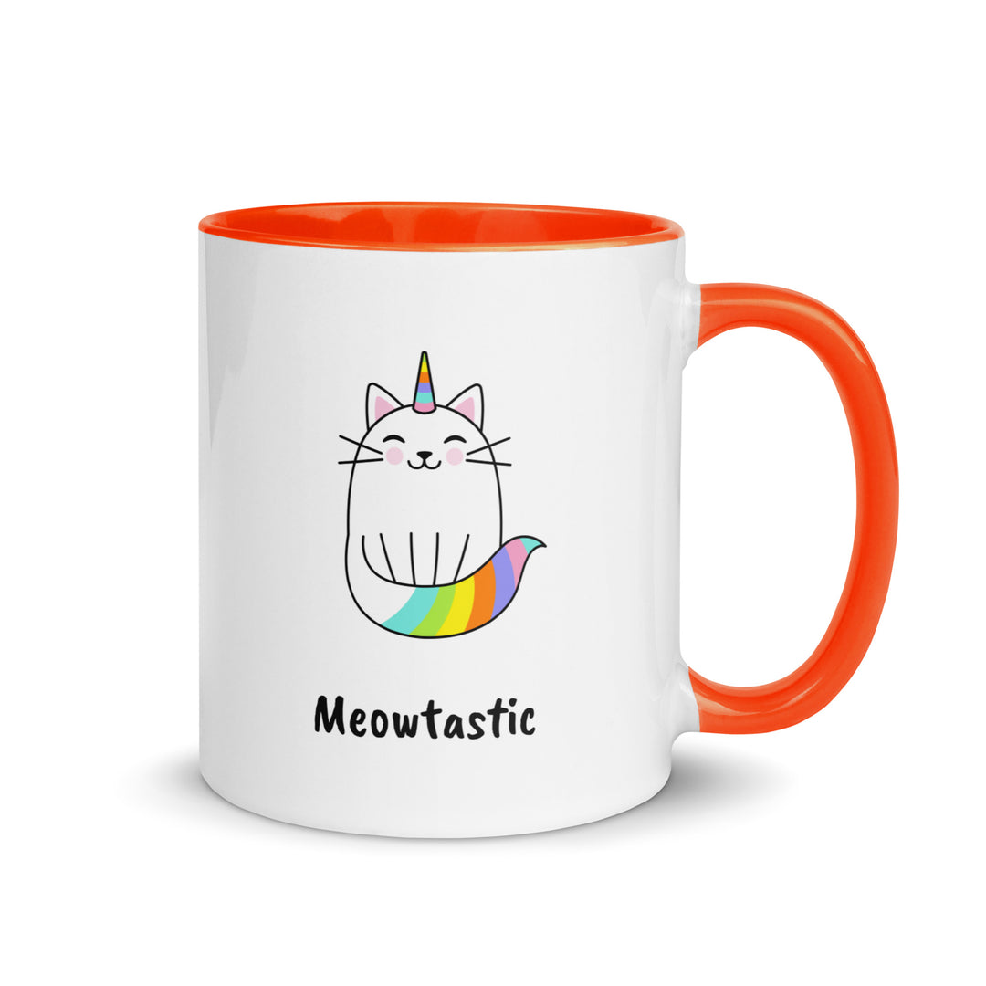 cat unicorn mug meowtastic with orange inside