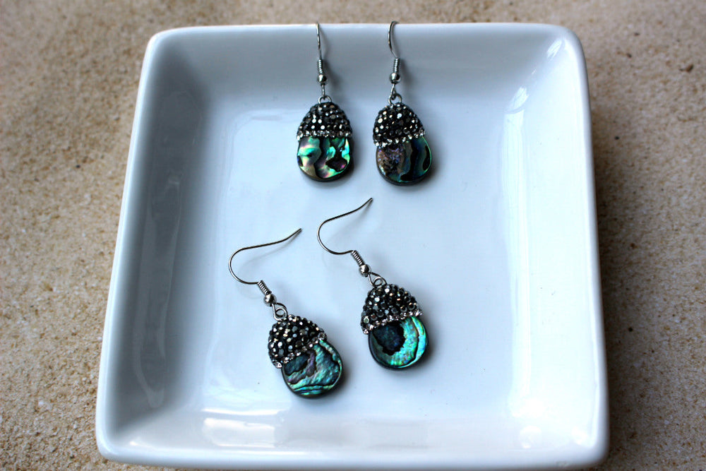 Abalone shell earrings, drop earrings