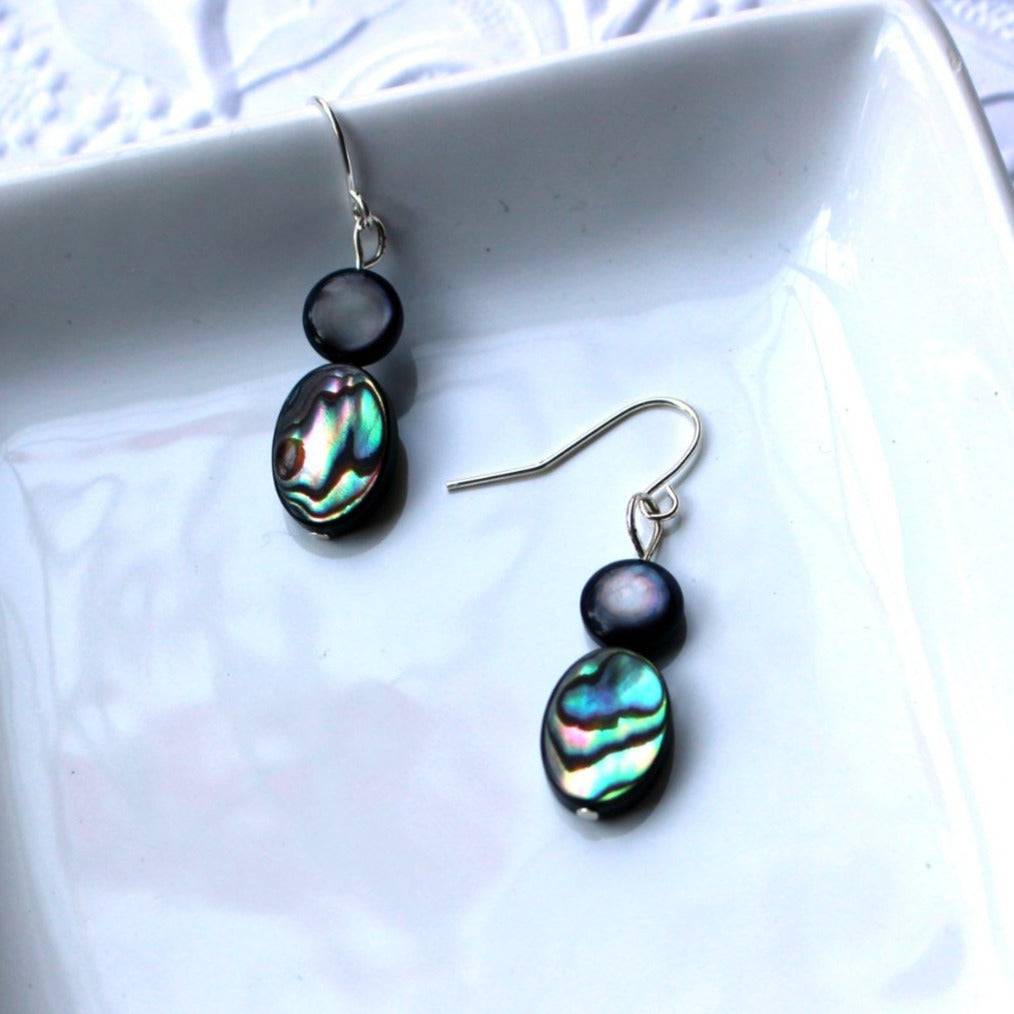 Abalone earrings, drop earrings
