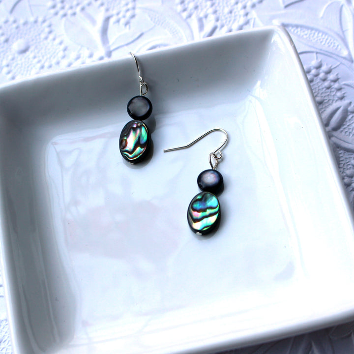 Abalone earrings, drop earrings