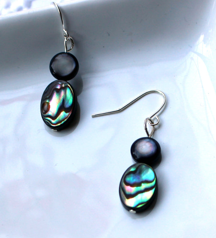 abalone earrings, drop earrings