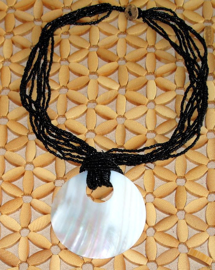 Black Beaded Shell Necklace