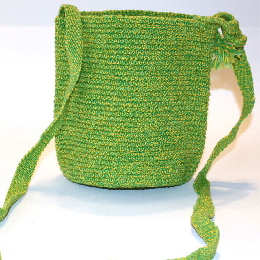 Lime green and yellow hand woven bag fair trade by the Maya of Guatemala