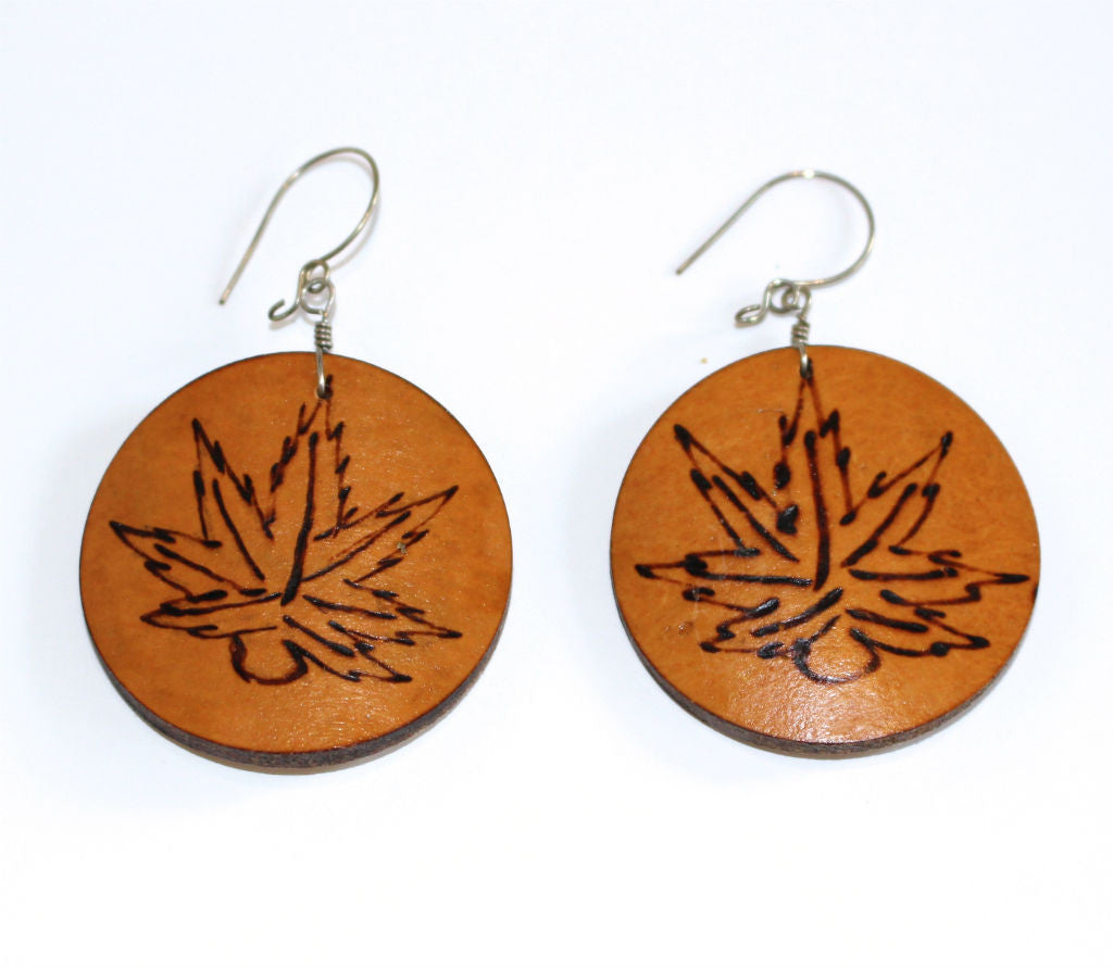 Medicinal Leaf - Carved Gourd Earrings
