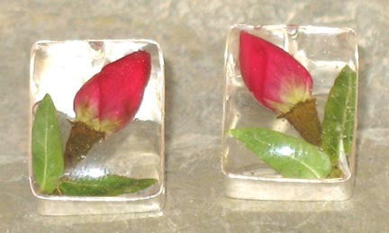 vintage rose bud earrings