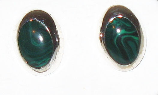 Malachite Stone Sterling Silver Stud Earrings