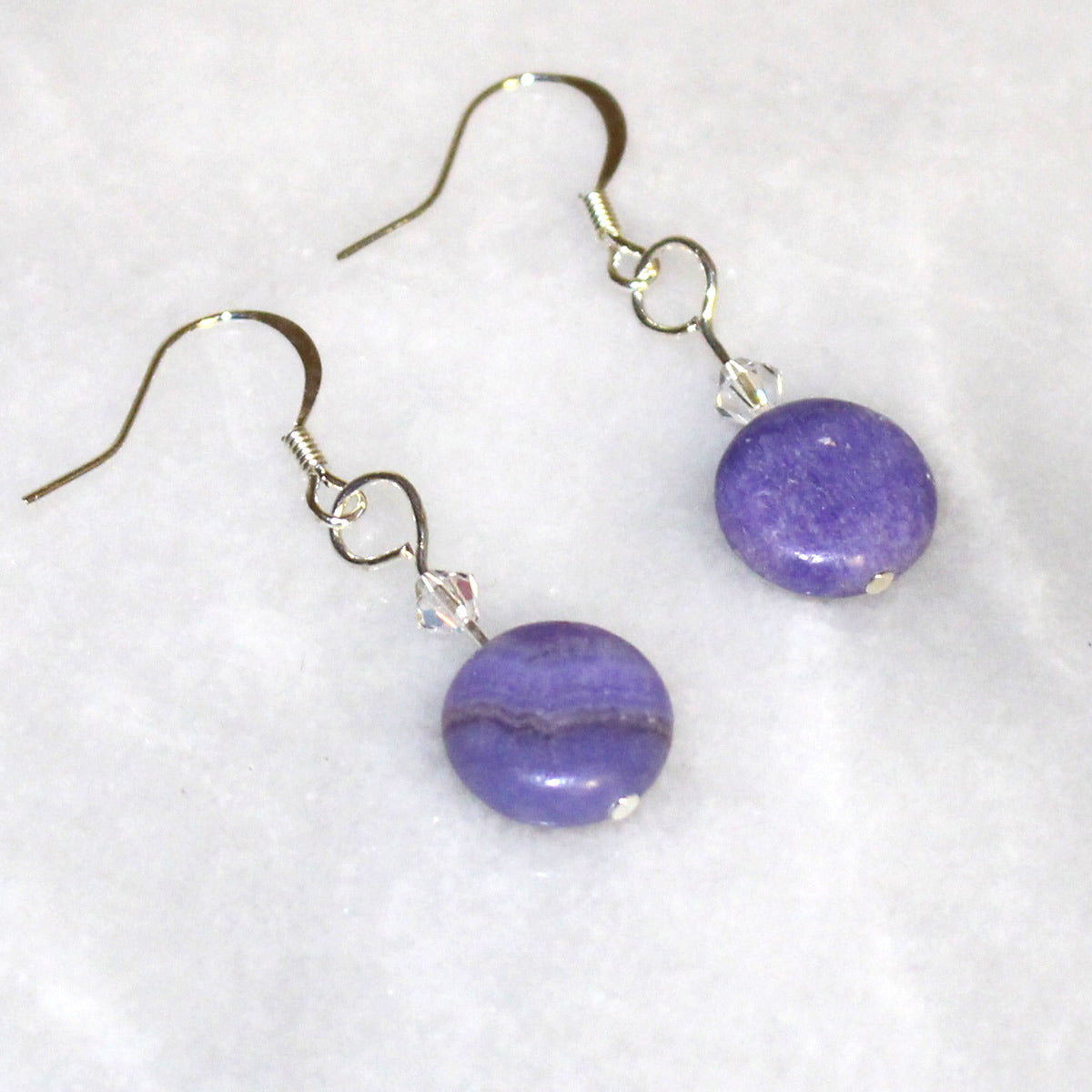 Purple Stone Earrings With Crystal | Drop Earrings | Stone Jewelry ...