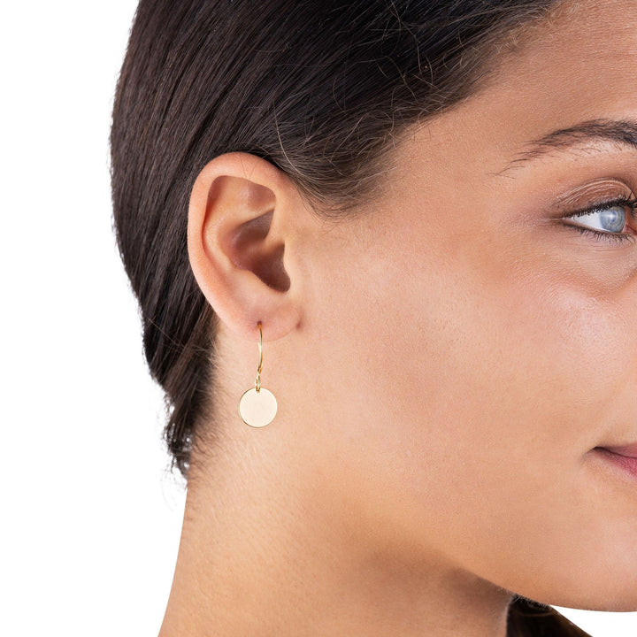 gold circle drop earrings