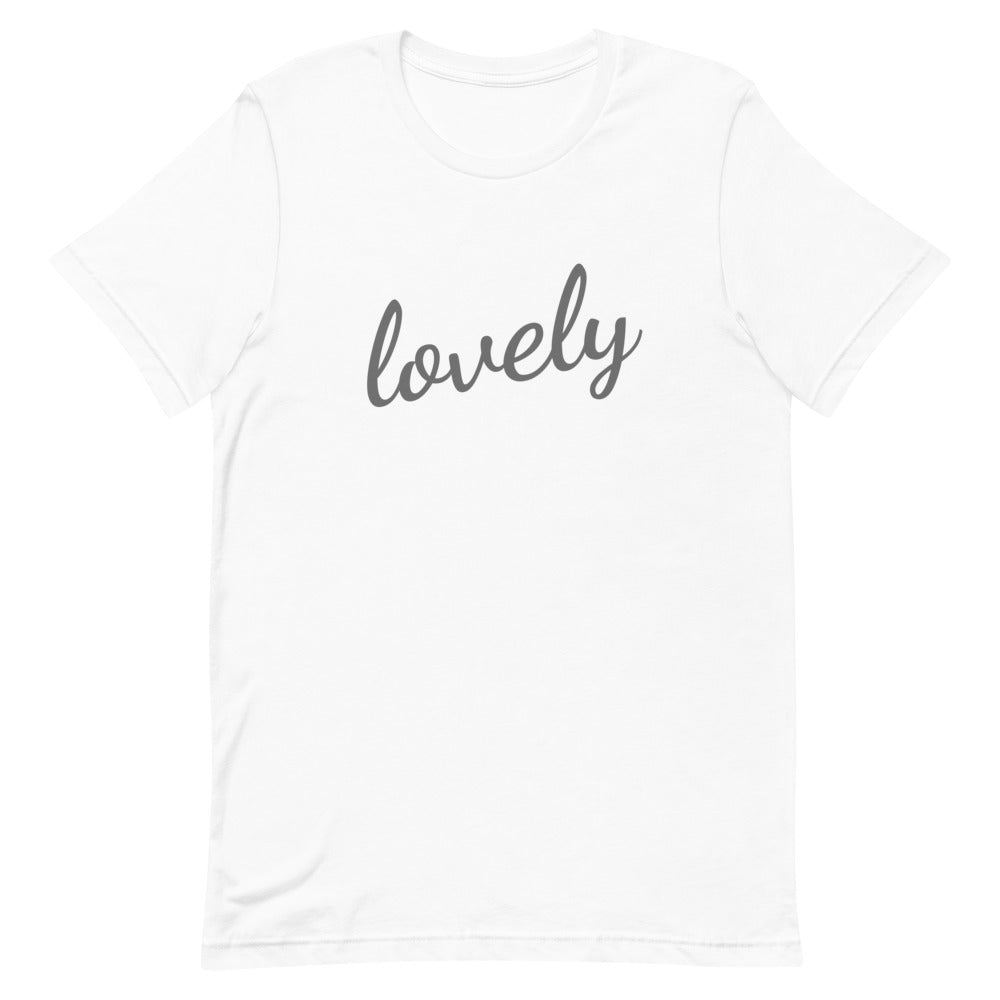 Lovely White and Gray Short-Sleeve Graphic T-Shirt