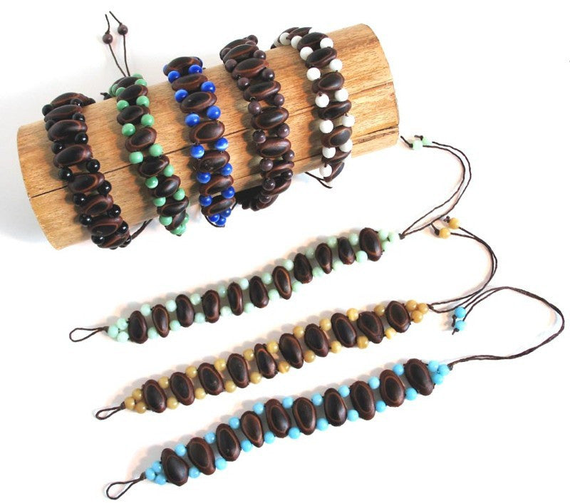 Wholesale Guanacaste Seed and Crystal Bracelets
