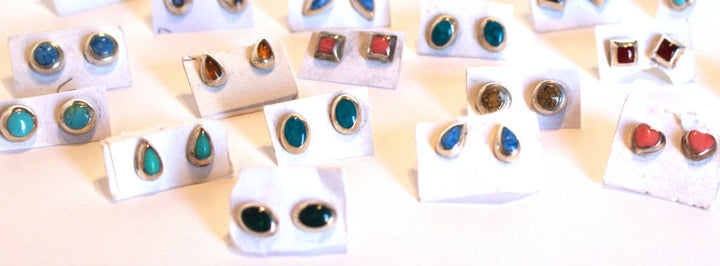 Wholesale Sterling Silver Assorted Stone Stud Earrings
