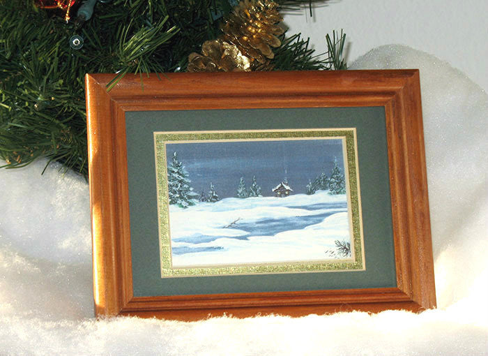 Winter Miniature Print - Log Cabin